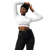 Long Sleeve Crop Top - Black Letters