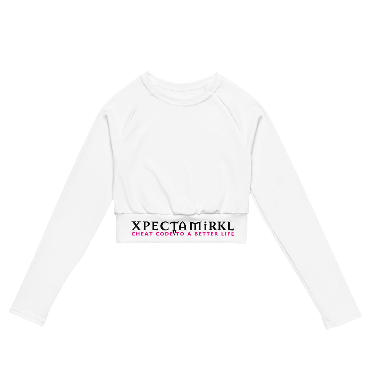 Long Sleeve Crop Top - Black Letters