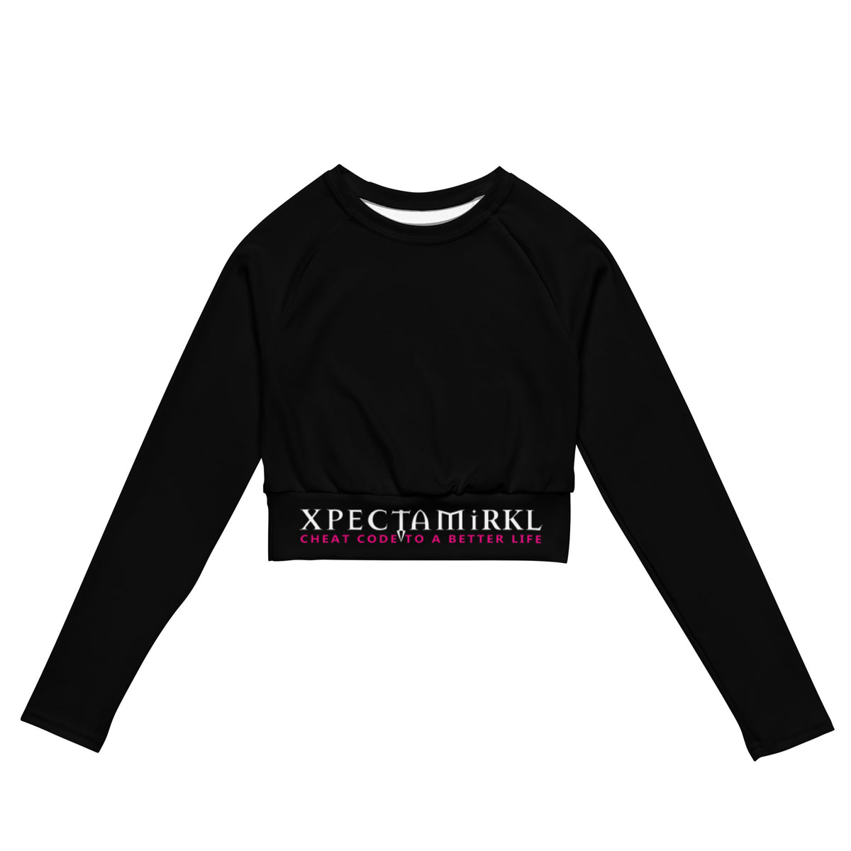 Long Sleeve Crop Top - White Letters