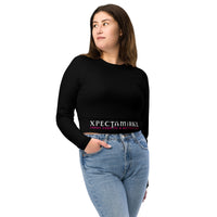 Long Sleeve Crop Top - White Letters