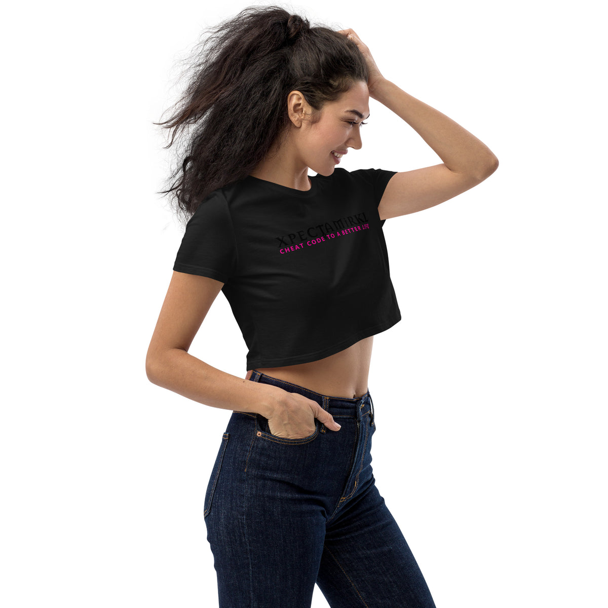 Organic Crop Top - Black Letters