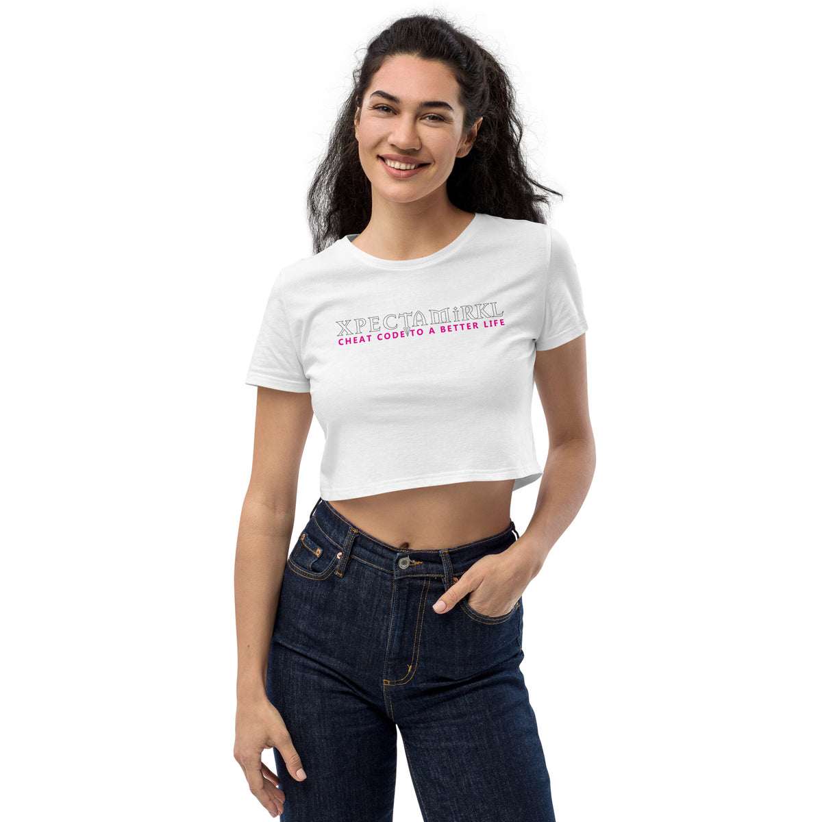 Organic Crop Top - White Letters