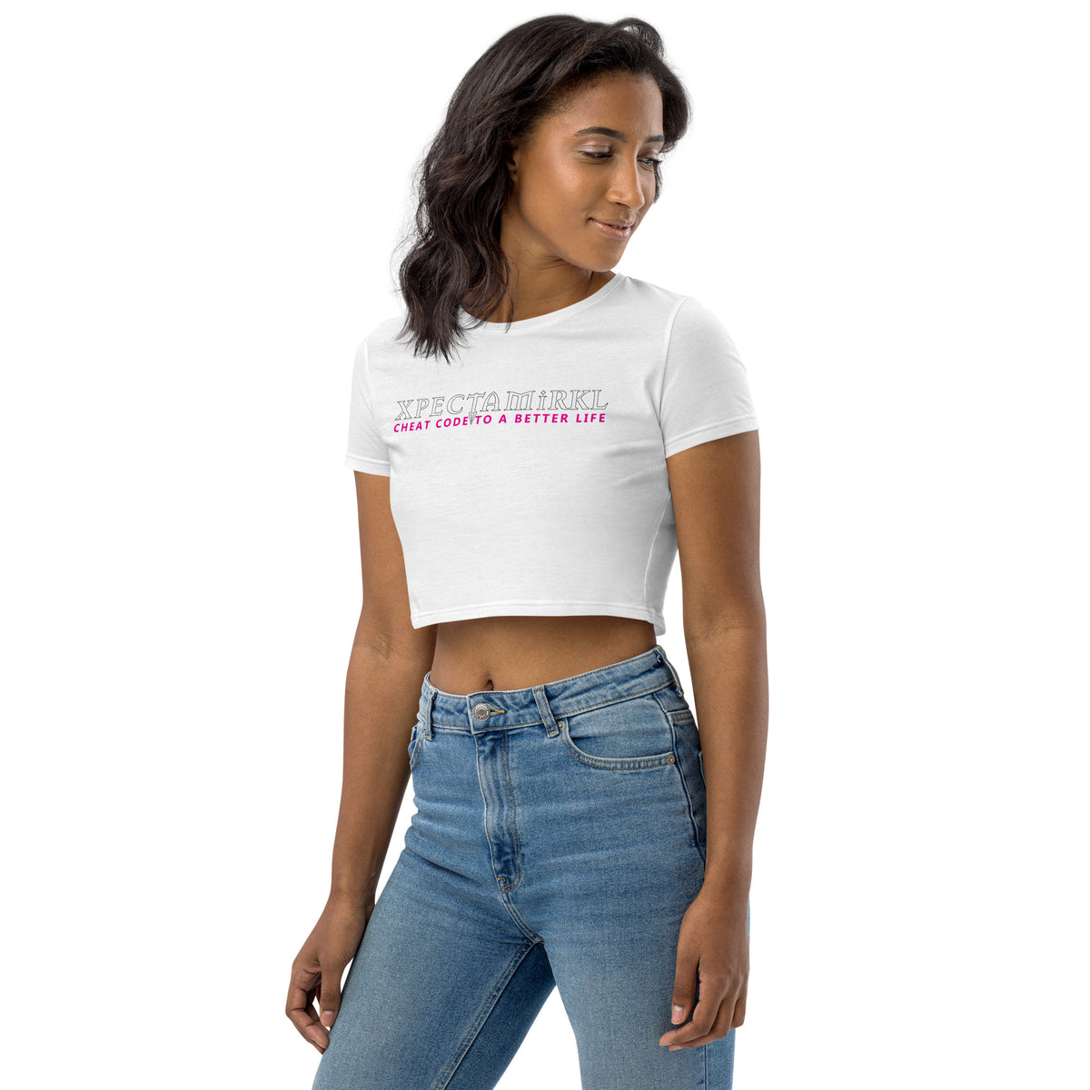 Organic Crop Top - White Letters