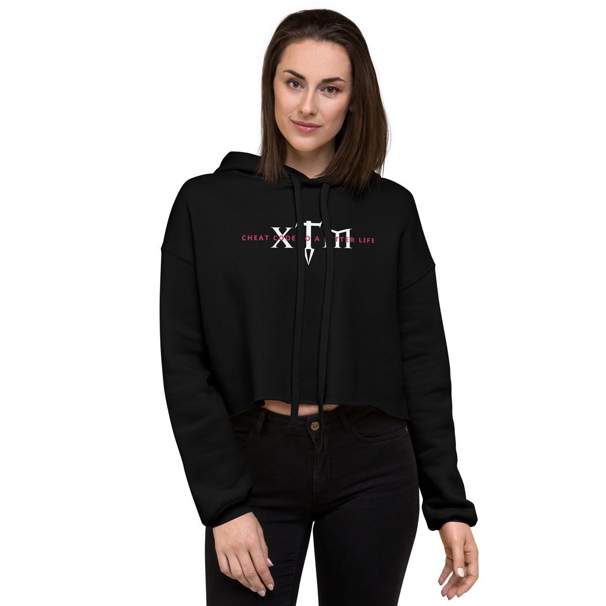 Women's Crop Top XTM Hoodie - White Logo