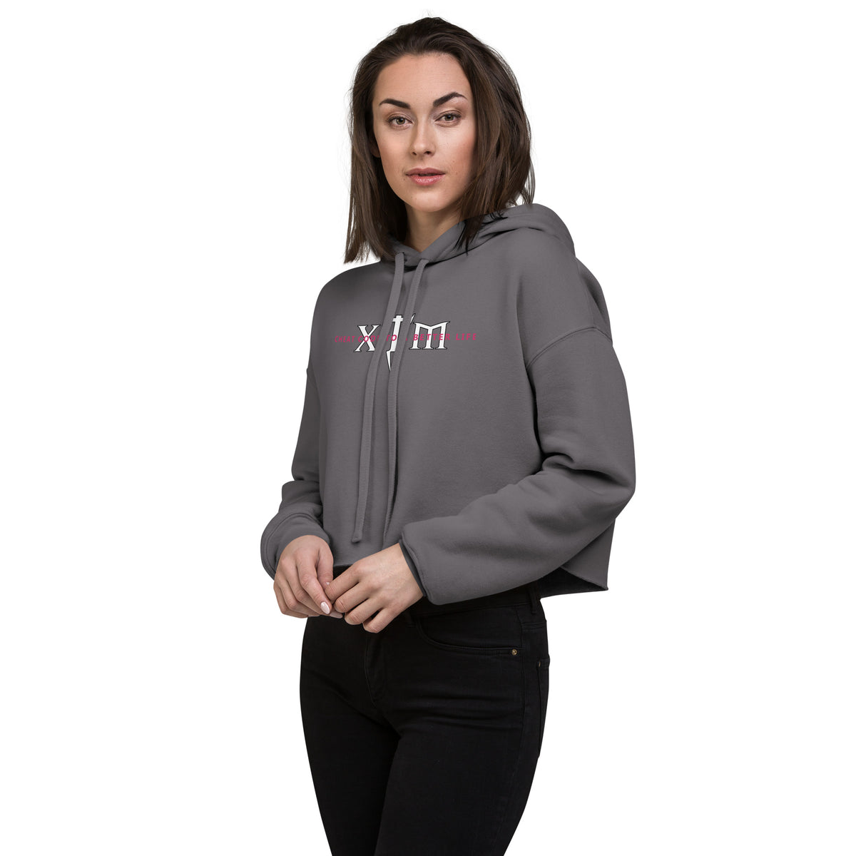 Women's Crop Top XTM Hoodie - White Logo